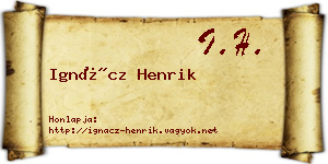 Ignácz Henrik névjegykártya