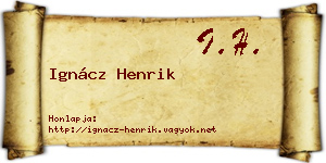 Ignácz Henrik névjegykártya
